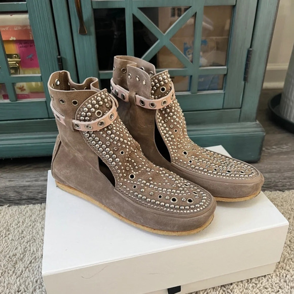 Isabel Marant Morley Taupe Suede Studded Moccasins Ankle Boots 38 / 8 - Picture 3 of 13